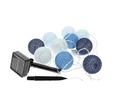 Cotton Ball Lights - Solar Powered  -  Blue Grey White - 10 lights on 2m